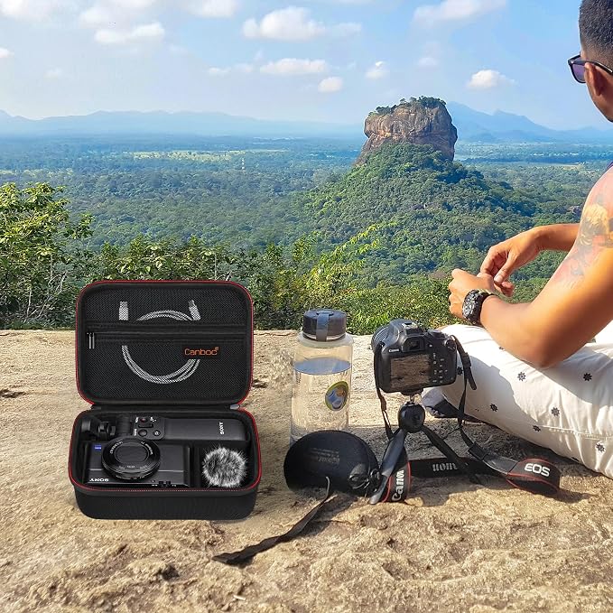 Canboc Carrying Case for Sony ZV-1F/ ZV-1/ ZV-1 II Digital Camera, Black | Vlogger Accessory Kit Tripod Travel Storage Bag with Strap, Mesh Pocket fit Cable (Case Only) - Image 7