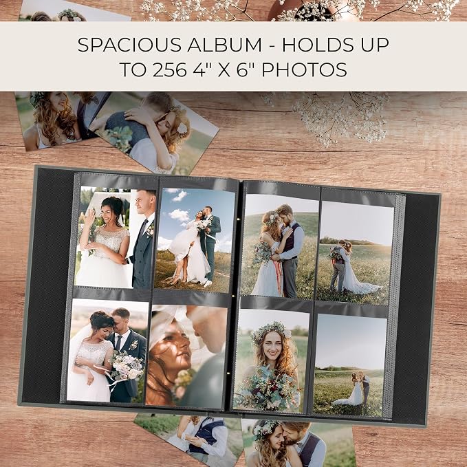 Beautiful Linen Photo Album For 4x6 Photos - Holds Up To 256 Pictures | Safely Stores Unique Memories - The Perfect Large Book for All Pictures of Treasured Family, Baby or Wedding Moments - Image 3