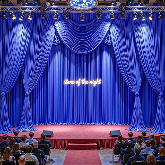 32ftx10ft Wrinkle Free Royal Blue Backdrop Curtain - 10 Feet Photography Backdrop Drapes, Silky Polyester Back Drop Cloth for Wedding Baby Shower Balloon Arch Background - Image 3