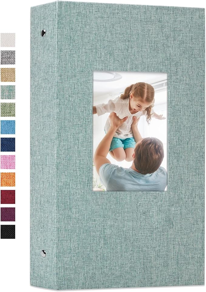 Vienrose 4x6 Photo Album,300 Pockets,Linen Cover with Window,Green | Linen Hardcover, Slip In Photo Book, Family Memory Album, Travel Keepsake by Vienrose