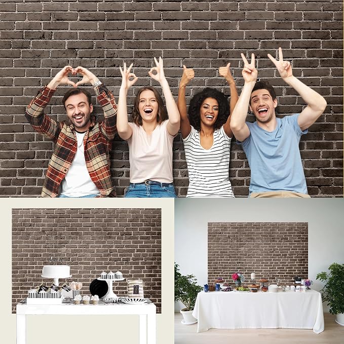 10x6.5 Ft Brick Wall Backdrop，Large Polyester Fabric Brown Brick Backdrop Photo Backdrops Background for Halloween Party Christmas Halloween Decoration Photo Booth Prop Banner - Image 2