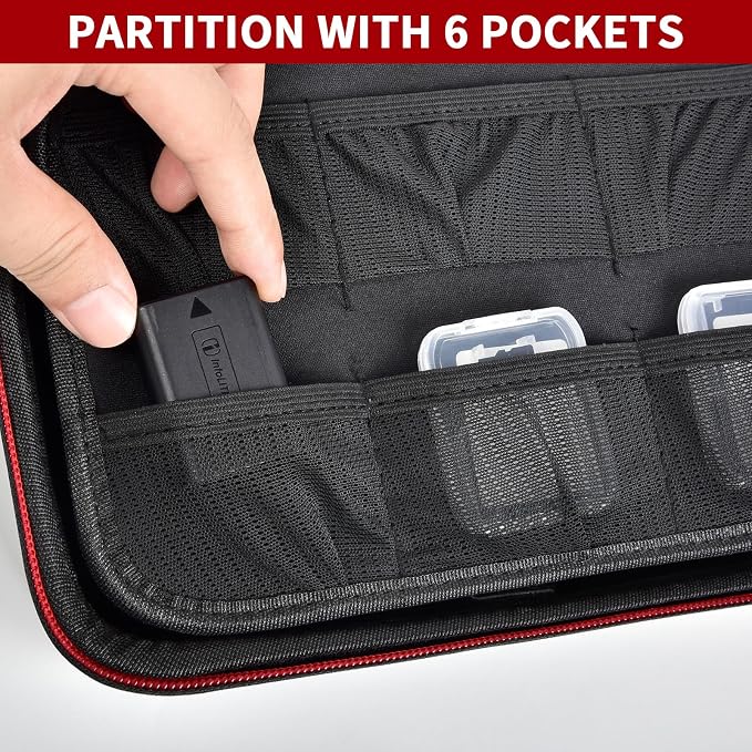 GWCASE Camera Case for Canon EOS R50 R100 T7 R5/R6 with Kit Lens, M | Shockproof EVA Hard Shell, Soft Interior; Detachable Divider, 4 Mesh Pockets; Crossbody Strap; Travel & Daily Carry,Box Only - Image 4
