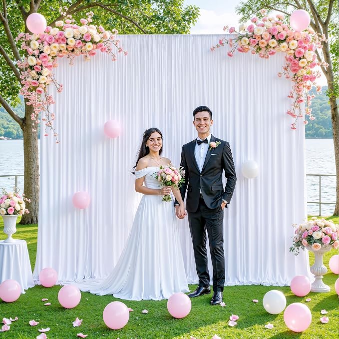 White Backdrop Curtain for Parties Wedding Wrinkle Free White Photo Curtains Backdrop Drapes Fabric Decoration for Baby Shower 5ft x 8ft,2 Panels - Image 8