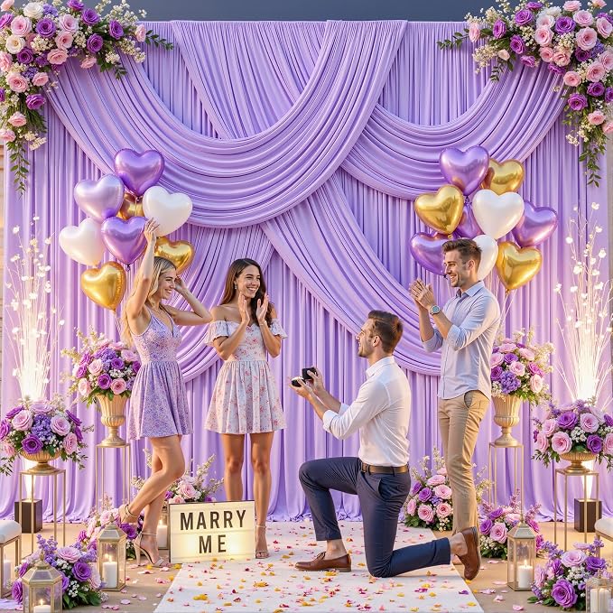 10 Panels Lavender Backdrop Curtains for Wedding Party Wrinkle Free Backdrops Curtain Drapes Fabric Decorations Photo Back Drop Cloth for Baby Shower Photography Stage Reception 50ft(W) x 12ft(H) - Image 3