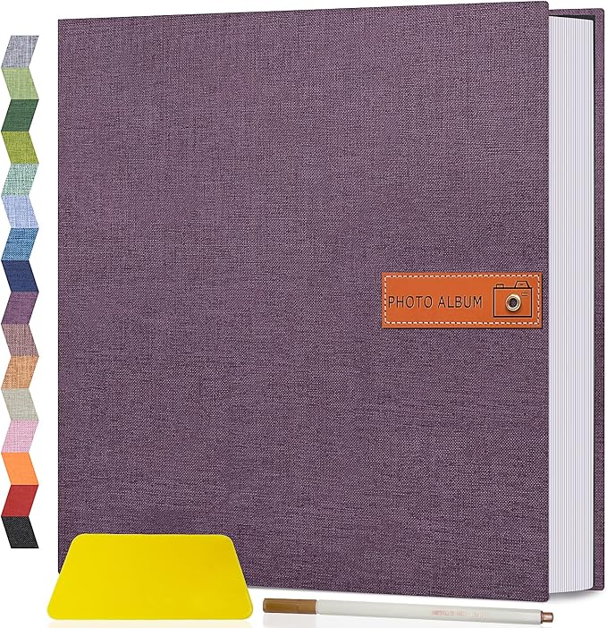 Popotop Large Photo Album Self Adhesive 4x6 5x7 8x10 Scrapbook Album DIY Picture Book,Gifts for Mom,Family Baby and Wedding,with Metal Pen and Plastic Board by Popotop