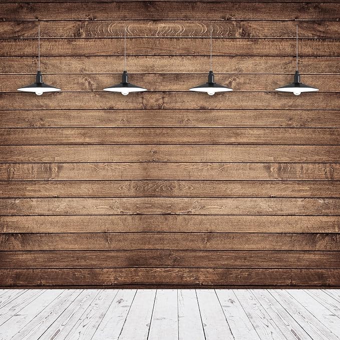 Mixweer Brown Wood Backdrop for Photography Rustic Wooden Photo Backdrop Decorations Retro Wood Wall Background Birthday Party Weeding Backdrop(10 x 8 ft) - Image 3
