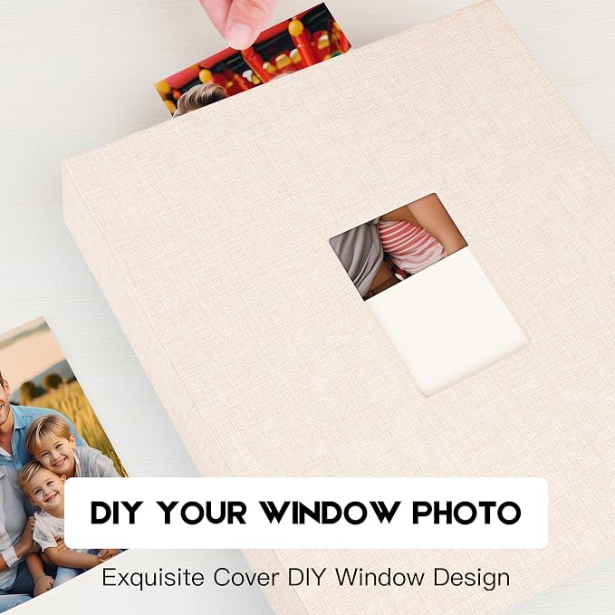 Aevdor 3.5x5 Photo Album, Holds 256 Photos, Linen Cover, Beige | Vertical 3.5x5 Clear Pockets, Front Display Window, Baby, Travel, Family & Anniversary Memories - Image 6