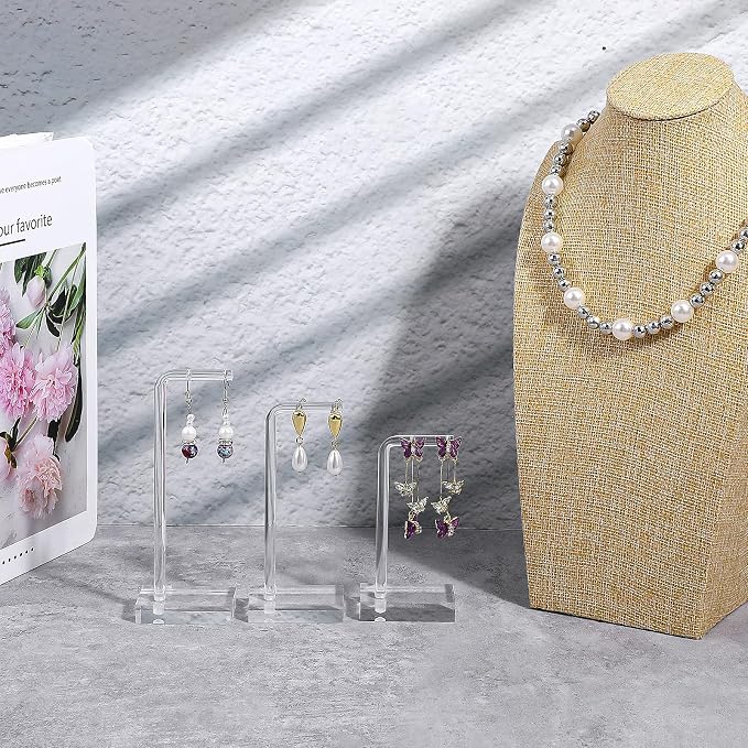 Bremorou 3 Pcs Acrylic Earrings Display Holder Clear Earring Stand Jewelry Display For Show Earring Display Jewelry Holder Organizer For Necklaces Bracelet Vendors Women And Photo Selling - Image 7