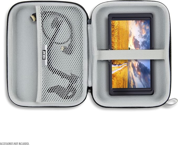 USA Gear 7.5 Inch Camera Field Monitor Card - Hard Shell Portable Camera Monitor with Scratch Resistant Interior Fits FEELWORLD P6XL, FEELWORLD S55 V3, Atomos Shinobi, NEEWER F700 & more (Black) - Image 3