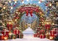 Christmas North Pole Photography Backdrop,Winter Aurora Borealis Snowy Forest Scene Background with Street Lamps,Xmas Party Decor Photo Booth Props(10x8ft) by Haboke