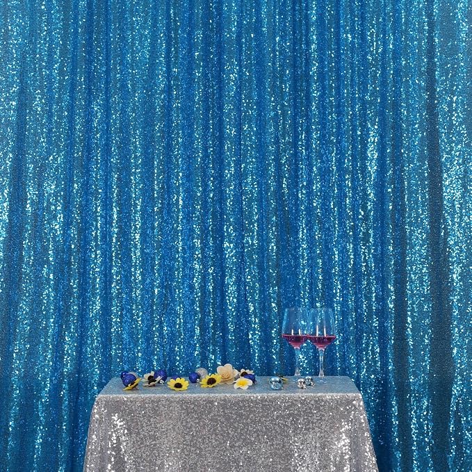 Poise3EHome 8FT x 10FT Sequin Photography Backdrop Curtain for Party Decoration, Turquoise - Image 7
