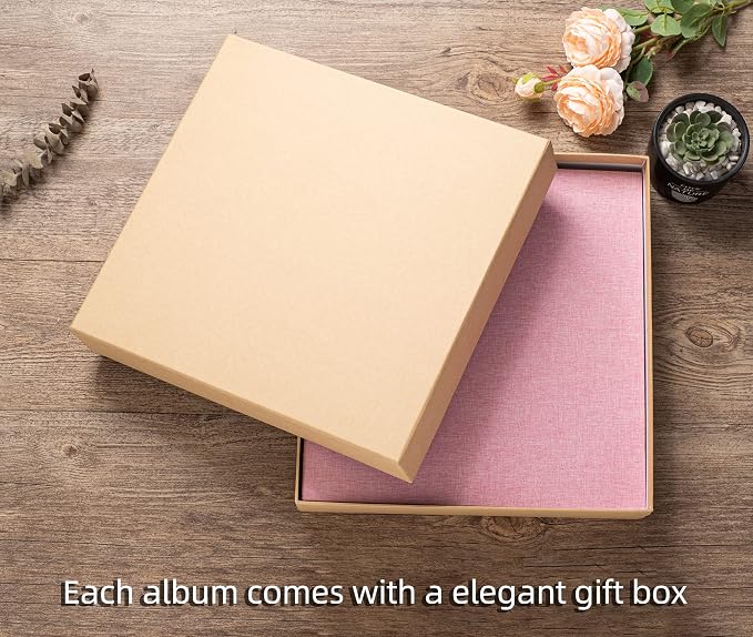 Large Photo Album Self Adhesive 4x6 5x7 3x5 8.5x11 Scrapbook Magnetic Album DIY Scrap Book Length 13 x Width 12.8 (Inches) 120 Sticky Pages Linen Cover DIY Photo Album (Pink) - Image 6