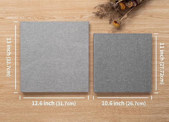 Large Photo Album Self Adhesive 4x6 8x10 10x12 13"x12.8" Magnetic Scrapbook 12.6"x11" Inch 60 Sticky Pages Linen Cover DIY Photo Album with A Metallic Pen and DIY Stickers(Grey) - Image 5