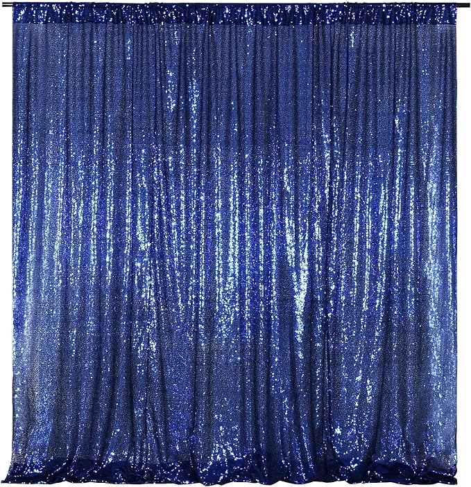 Poise3EHome Blue Sequin Backdrop,10FT x 10FT Sequin Photography Backdrop Curtain for Party Decoration, Navy Blue by Poise3EHome