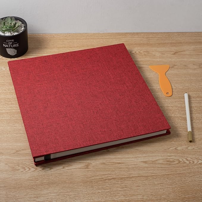 Large Photo Album Self Adhesive Scrapbook Album for 4×6 8×10 Pictures DIY Magnetic Linen Cover Album 40 Pages for Family Wedding Gifts with Metal Pen and Plastic Board - Image 6