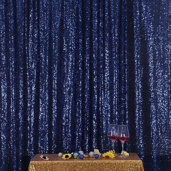 Poise3EHome Blue Sequin Backdrop,10FT x 10FT Sequin Photography Backdrop Curtain for Party Decoration, Navy Blue - Image 3
