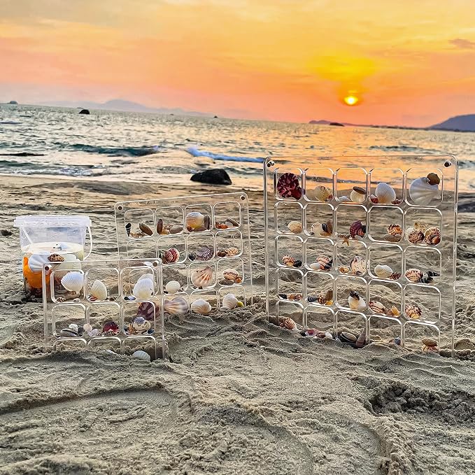 Acrylic Magnetic Seashell Display Case HD Panel with Tweezers | Large Upgraded Grids with Magnetic Snap, a Seashell Display Box for Collecting Shells, Jewelry, Crystals, Beads - Image 5