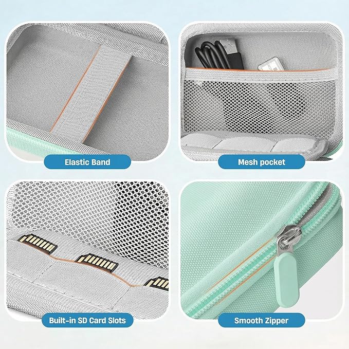 Digital Camera Case Compatible with CAMKORY Digital Point and Shoot/for KODAK PIXPRO FZ45/55 16MP Vlogging/for VAHOIALD FHD 1080P/for IWEUKJLO/for Nsoela, Holder for SD Card More (Green) - Image 5