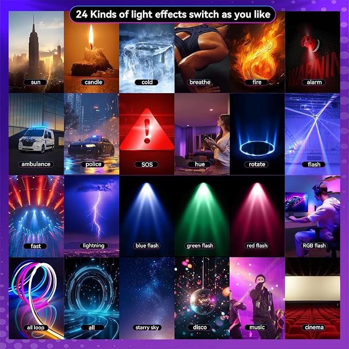 ENEGON RGB Selfie Light, 360° Full Color RGB Video Light with 24 Effects, 78 LED 2000mAh Rechargeable CRI 95+ and 2500K-9000K CCT, Portable Clip on Light for Phone/Tablet/Laptop/Streaming - Image 6