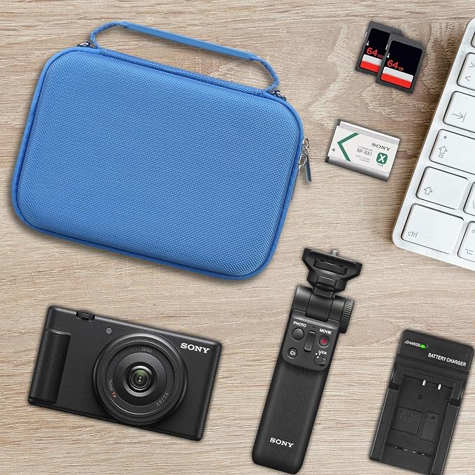 Hard Travel Case for Sony ZV-1F / ZV-1 / ZV-1 II Digital Camera, Protective Cases Bag Fits Vlogger Accessory Kit Tripod, Microphone, LED Video Light, Extra Zipper Pocket fit Battery Pack, Blue - Image 7