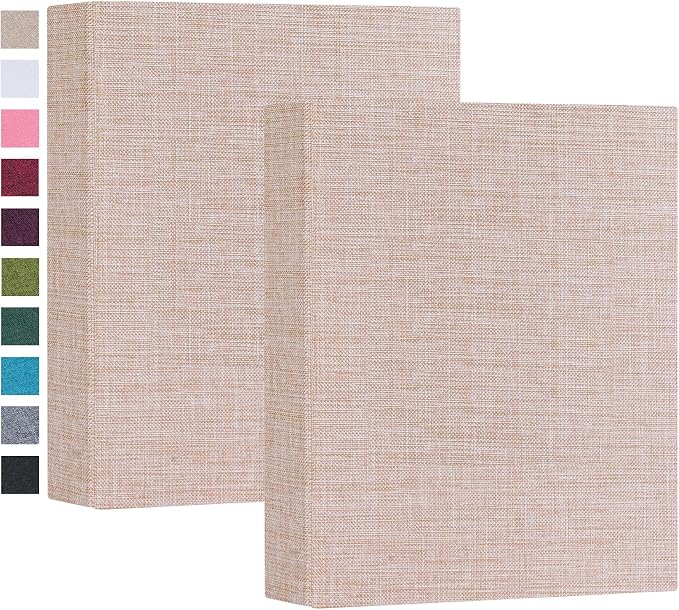 Mublalbum 2 Pack Small 4x6 Photo Album, 52 Pockets, Linen Cover,Beige | Linen Cover, Portable Mini Picture Book, Holds 52 Vertical Pockets for Artwork Postcards, Picture Storage by Mublalbum