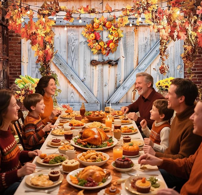 Fall Photo Backdrops for Photography, Thanksgiving Decorations 8x6ft | Vinyl Autumn Background for Photoshoot, Orange Pumpkin Maple Leaves, for Outdoor Party, Friendsgiving Decor - Image 4