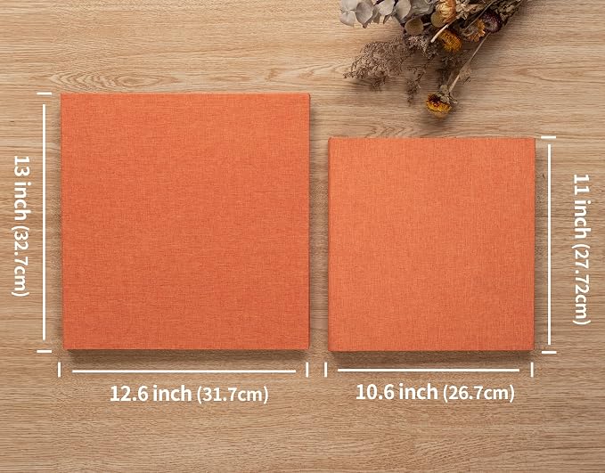 Large Photo Album Self Adhesive 4x6 8x10 10x12 13"x12.8" Magnetic Scrapbook Album 12.6"x11" Inch 60 Sticky Pages Linen Cover DIY Photo Album with A Metallic Pen and DIY Stickers(Orange) - Image 6