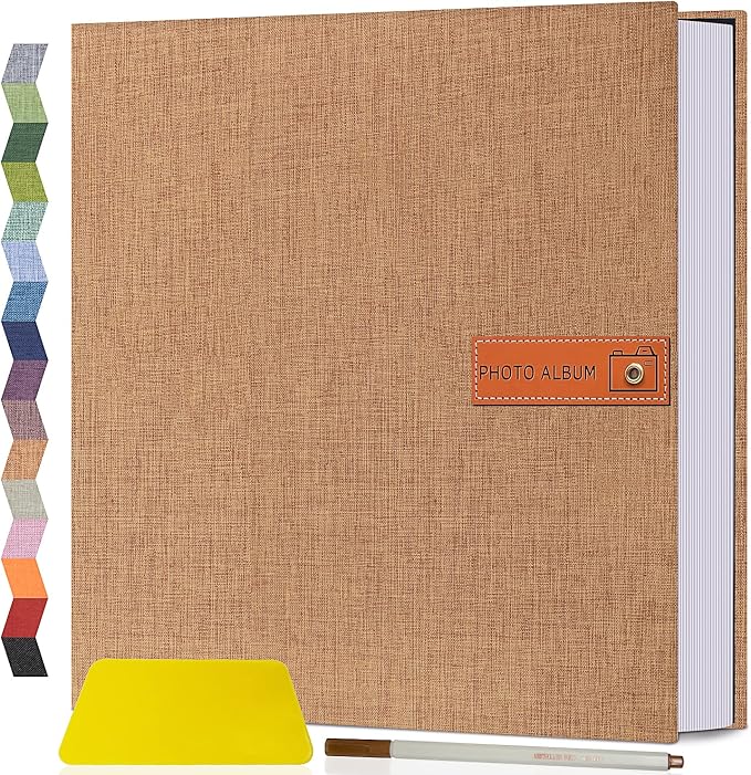 Popotop Large Photo Album Self Adhesive 4x6 5x7 8x10 Scrapbook Album DIY Picture Book,Gifts for Mom,Family Baby and Wedding,with Metal Pen and Plastic Board by Popotop