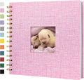 8"x8" Scrapbook Photo Album Linen Cover 20 Sheets 40 Pages White Paper | Pink Hardcover Kraft White Pages Memory Book, for Travel Wedding Guest Book Christmas Baby Shower Fits 4x6 & Instant Photos by Hiwhy