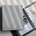 Photo Album For 2X6 Photo Booth Slip In Strips And 4X6 Pictures - 6 Ring Notebook Binder With 20 2 By 6 Sleeves - Fits 80 Photobooth Prints (SIMPLE GREY - LINEN HARDCOVER, 4X6) by SMILEWAVE