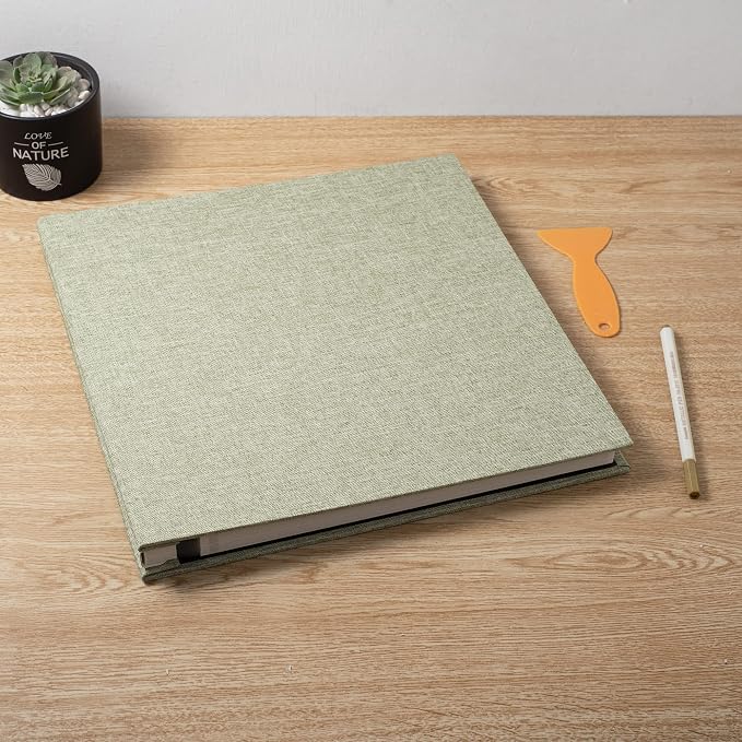 Large Photo Album Self Adhesive Scrapbook Album for 4×6 5×7 8×10 Pictures DIY Magnetic Linen Cover Album 60 Pages for Family Wedding Gifts with Metal Pen and Plastic Board - Image 6