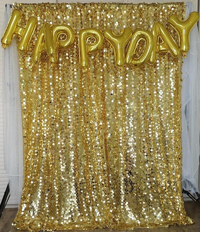 9FTx10FT Gold Sequin Backdrop Large for Party Decor, 1 Panel | Glitter Sparkle, Photography Props for Christmas Party Wedding Birthday Wall Decor - Image 2