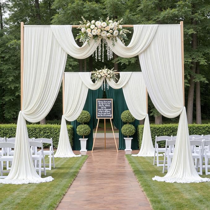 10x12 ft Ivory Backdrop Curtains for Weddings Parties, Birthdays and Photos | 2 Panels 5x12 ft, Wrinkle-Free Polyester Drapes, Washable, Ironable, 4 in Rod Pocket for Baby Showers Photography Background - Image 3