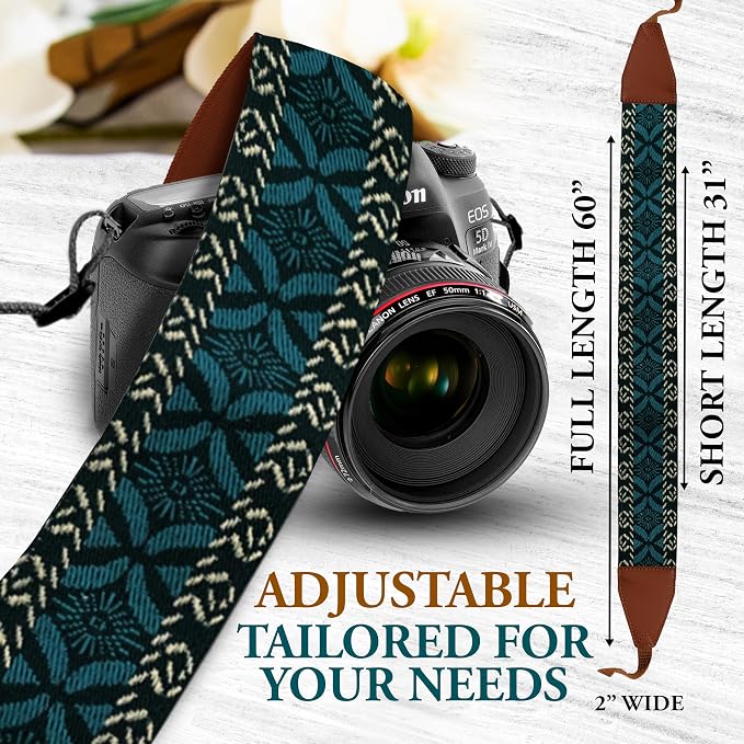 Art Tribute Camera Strap Personalized With Name | Shoulder, Crossbody & Neck, Fits All Cameras, Canon Nikon Sony Fujifilm, Padded Strap, Quick Release & Leather Ends - Image 4