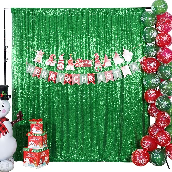 Poise3EHome Green Sequin Backdrop, 6FT x 8FT Sequin Photography Backdrop Curtain for Christmas St. Patrick's Day Party Decoration - Image 8
