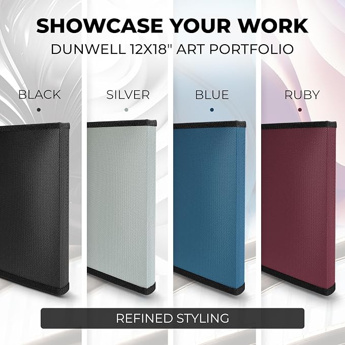 Dunwell 12x18 Art Portfolio Binder, 24-Sleeve, Black Mounting Paper, Black | 24 Clear Sleeves, Displays 48 Pages, Black Mounting Paper Included, Artwork Storage, Acid-Free Poly Protection - Image 8