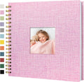 10"x10" Scrapbook Photo Album Linen Cover 20 Sheets 40 Pages White Paper | Pink Hardcover Kraft White Pages Memory Book, for Travel Wedding Guest Book Christmas Baby Shower Fits 4x6 & Instant Photos by Hiwhy