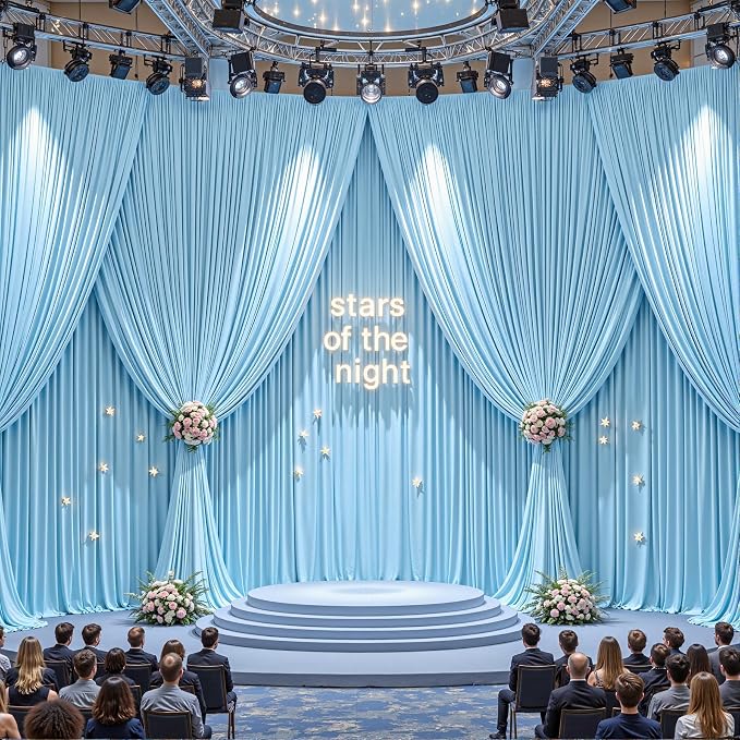 40ftx10ft Wrinkle Free Blue Backdrop Curtain - 10 Feet Photography Backdrop Drapes, Silky Polyester Back Drop Cloth for Wedding Baby Shower Balloon Arch Background - Image 2