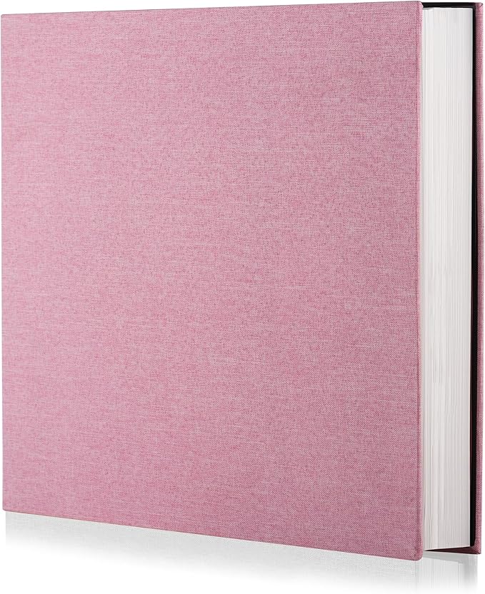 Photo Album Self Adhesive Scrapbook Album for 4×6 Pictures DIY Magnetic Linen Cover Album 30 Blank Pages for Family Wedding, Birthday, Christmas, Anniversary (Pink) by HenPisen