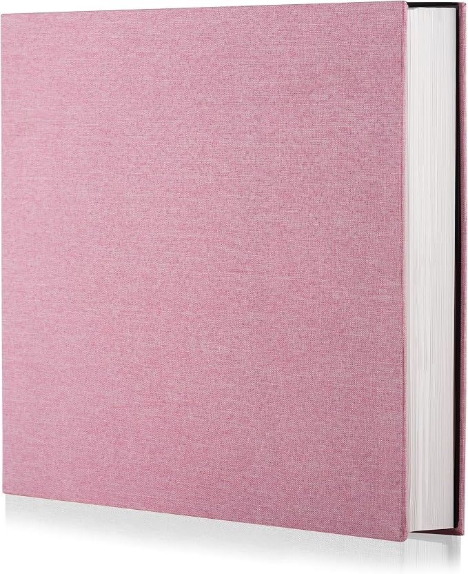Pink Photo Album Self Adhesive Scrapbook Album for 4×6 Photos/Pictures DIY Linen Cover Album 15 Sheets/30 Blank Pages for Family Wedding, Birthday, Christmas, Anniversary by HoneyTolly