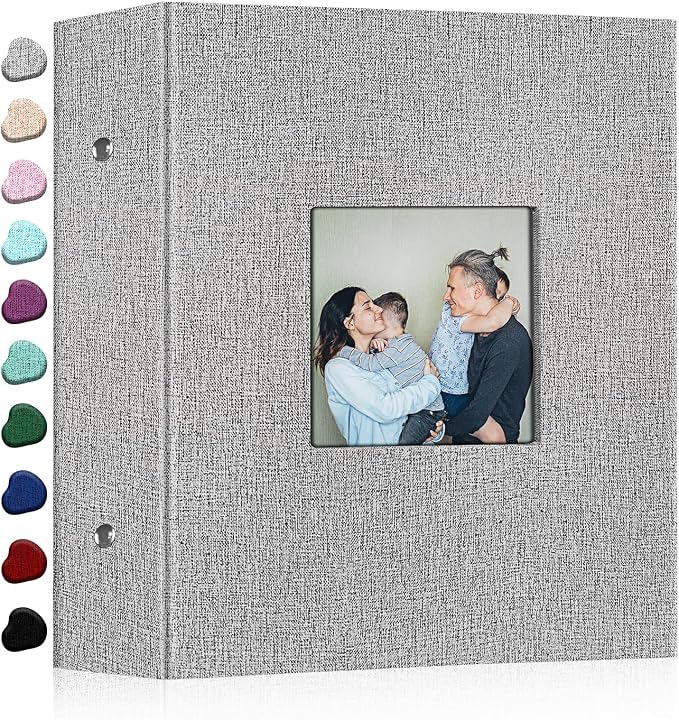 Ejblfe Photo Album 4x6,Linen Cover Slide-in Photo Album Book Can Holds 1000 4x6 Photos with 100 Black Sheets for Family,Wedding,Baby and Holiday Pictures (Gray) by EJBLFEPremiumPhotoAlbums