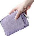 E-Tree Small Makeup Bag, Cosmetic Toiletry Skin Care Make up Little Items Pouch for Purse, Zipper Mini Tech Charger Cable Electronic Organizer Case, Travel Accessories for Women Men Teen, Purple by E-Tree