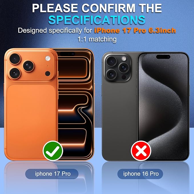 Suoman for iPhone 17 Pro Camera Lens Protector-Orange | [All-in-one Frosted] [Strong-Adhesion] Metal Frame Tempered Glass Camera Lens Cover - Image 2