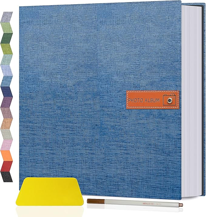 Popotop Large Photo Album Self Adhesive 4x6 5x7 8x10 Scrapbook Album DIY Picture Book,Gifts for Mom,Family Baby and Wedding,with Metal Pen and Plastic Board by Popotop