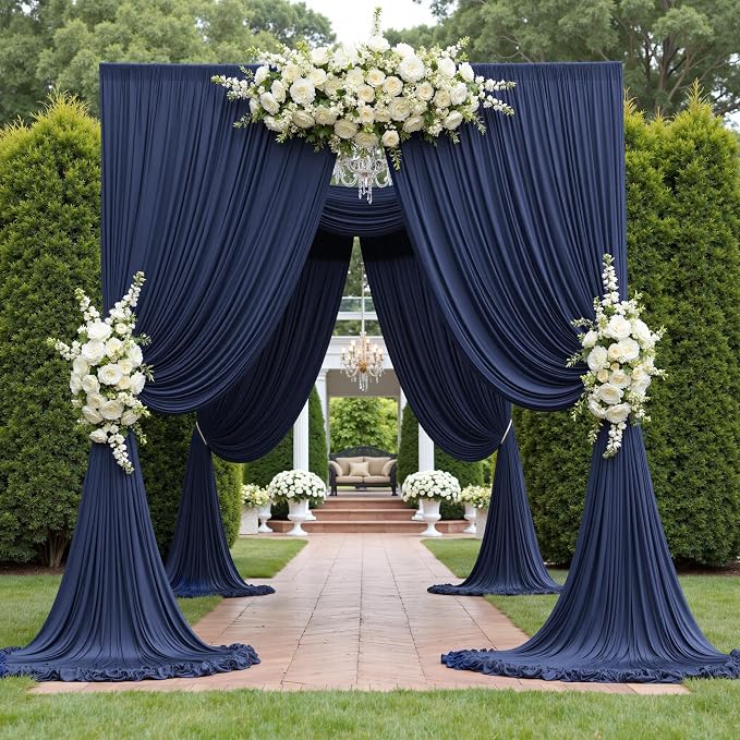 40ftx10ft Navy Blue Backdrop Curtains for Party Background, Wrinkle Free 8 Panels Silky Navy Photo Backdrop Drapes Back Drop Cloth Drapery for Wedding Birthday Photography Baby Shower Decor - Image 8