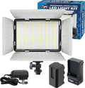 Vidpro LED-530 Photo and Video Light Kit - On Camera Panel LED Light - Adjustable and Dimmable 3200K-5600K Variable Color Light Fits Cameras w/Hot Shoe Includes Rechargeable Battery Diffuser by Vidpro