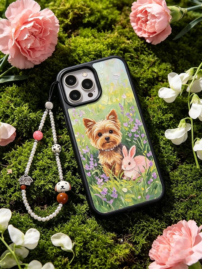 Cell Phone Charm Strap Pearl Beaded Lovely Camera Lanyard Wrist Aesthetic Dog Cute Chain Bracelet String Sweet Handmade Wristlet Accessory for iPhone Samsung All Smartphones Women Girls Cartoon Puppy - Image 2