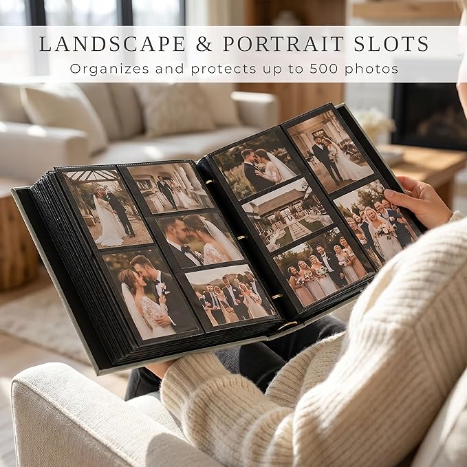 Beautiful Linen Photo Album For 4x6 Photos - Holds Up To 500 Pictures | Safely Stores Unique Memories - The Perfect Large Book for All Pictures of Treasured Family, Baby or Wedding Moments - Image 5