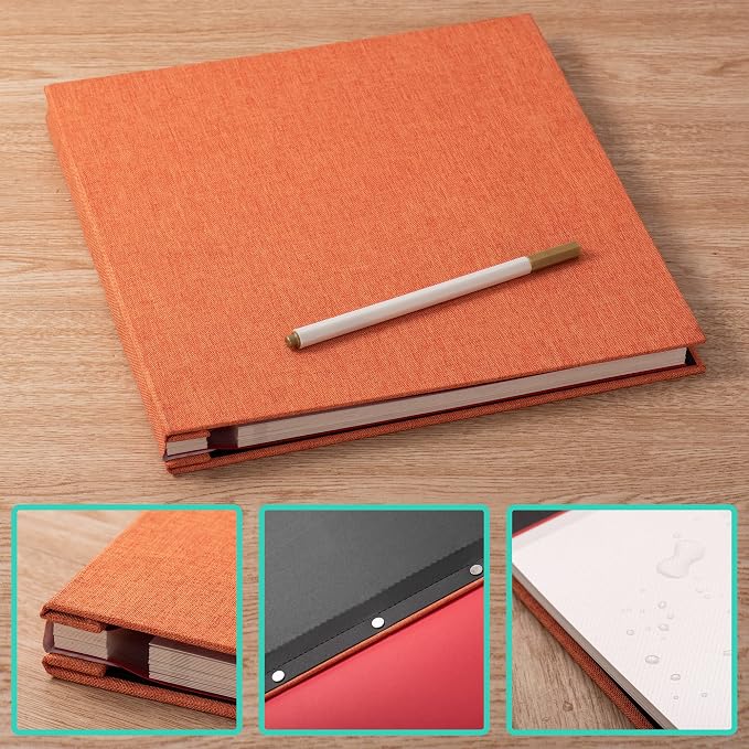 Photo Album Self Adhesive Scrapbook Album for 4×6 Pictures DIY Magnetic Linen Cover Album 15 Sheets/30 Blank Pages for Family Wedding, Birthday, Christmas, Anniversary (Orange) - Image 6