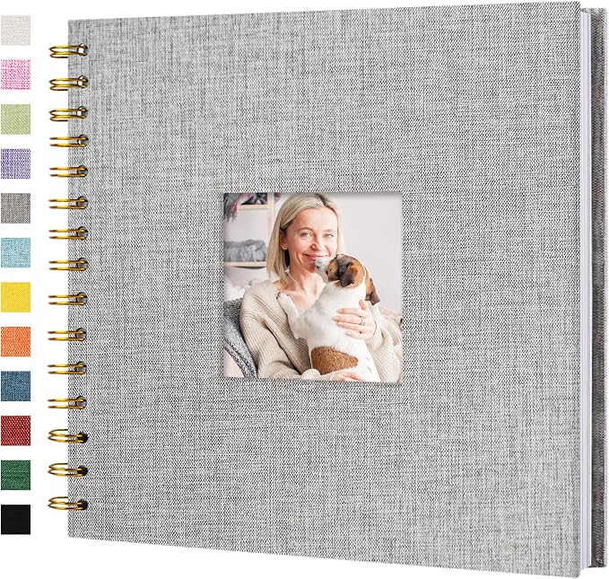 8"x8" Scrapbook Photo Album Linen Cover 20 Sheets 40 Pages White Paper | Gray Hardcover Kraft White Pages Memory Book, for Travel Wedding Guest Book Christmas Baby Shower Fits 4x6 & Instant Photos by Hiwhy